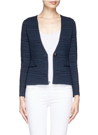 Main View - Click To Enlarge - ARMANI COLLEZIONI - Irregular stripe knit jacket 