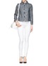 Figure View - Click To Enlarge - ARMANI COLLEZIONI - Stand collar cotton-linen blend jacket