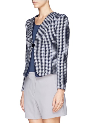 Front View - Click To Enlarge - ARMANI COLLEZIONI - Geometric jacquard organdy layer tailored jacket