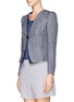 Front View - Click To Enlarge - ARMANI COLLEZIONI - Geometric jacquard organdy layer tailored jacket