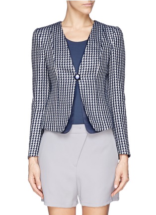 Main View - Click To Enlarge - ARMANI COLLEZIONI - Geometric jacquard organdy layer tailored jacket