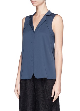 Front View - Click To Enlarge - ARMANI COLLEZIONI - Clover leaf lapel silk blouse