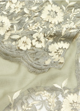 Detail View - Click To Enlarge - JANAVI - Floral embroidered lace panel cashmere scarf