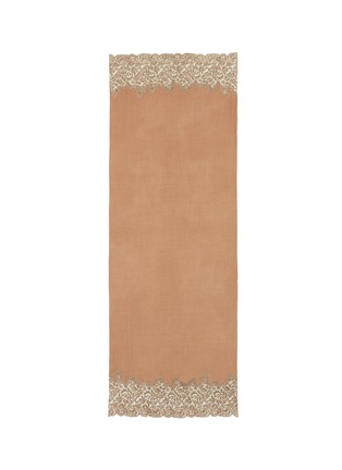 Main View - Click To Enlarge - JANAVI - Floral embroidered lace trim wool scarf