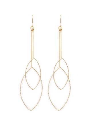 Main View - Click To Enlarge - KENNETH JAY LANE - Textured leaf outline gold plated drop earrings