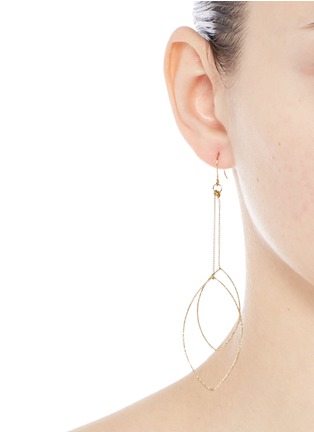 Figure View - Click To Enlarge - KENNETH JAY LANE - Textured leaf outline gold plated drop earrings