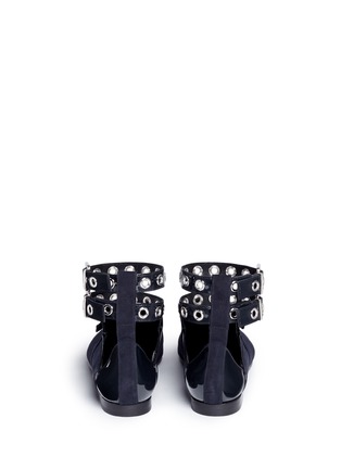 Back View - Click To Enlarge - SELF-PORTRAIT - x Robert Clergerie 'Lolli' eyelet ankle strap suede loafers