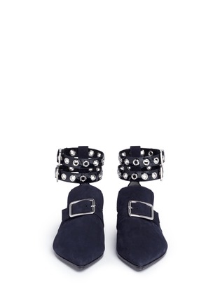 Front View - Click To Enlarge - SELF-PORTRAIT - x Robert Clergerie 'Lolli' eyelet ankle strap suede loafers
