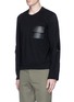 Front View - Click To Enlarge - VALENTINO GARAVANI - Leather patch pocket sweatshirt