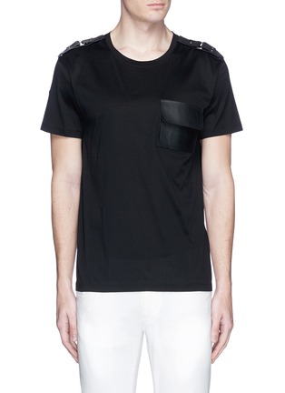 Main View - Click To Enlarge - VALENTINO GARAVANI - Leather patch pocket T-shirt