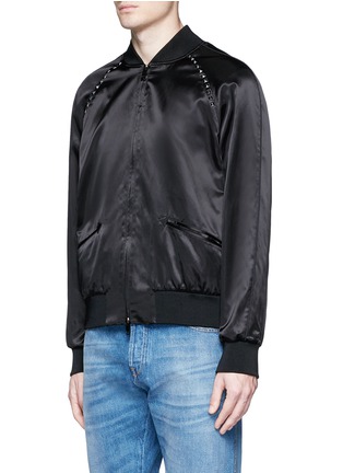 Front View - Click To Enlarge - VALENTINO GARAVANI - 'Rockstud Untitled 14 Noir' satin souvenir jacket