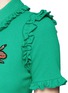 Detail View - Click To Enlarge - GUCCI - Snake appliqué ruffle polo shirt