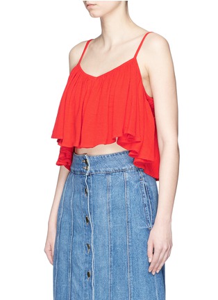 Front View - Click To Enlarge - MARA HOFFMAN - Grid organic cotton ruffle cropped top