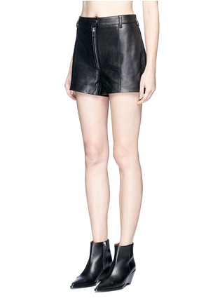 Front View - Click To Enlarge - 3.1 PHILLIP LIM - Zip front lambskin leather shorts