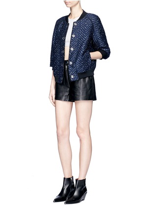 Figure View - Click To Enlarge - 3.1 PHILLIP LIM - Zip front lambskin leather shorts