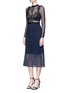 Figure View - Click To Enlarge - SELF-PORTRAIT - 'Star Repeat' frill trim graphic lace midi dress