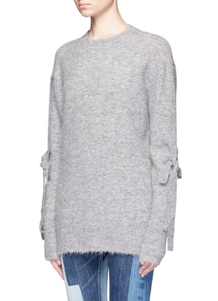 Front View - Click To Enlarge - MO&CO. EDITION 10 - Tie strap frayed edge sweater
