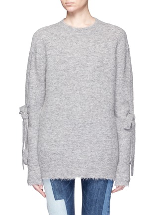 Main View - Click To Enlarge - MO&CO. EDITION 10 - Tie strap frayed edge sweater