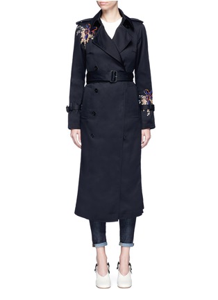 Main View - Click To Enlarge - VICTORIA BECKHAM - Orchid embroidered gabardine trench coat