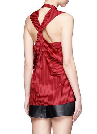 Back View - Click To Enlarge - 3.1 PHILLIP LIM - Knot back stripe cotton-silk sleeveless top