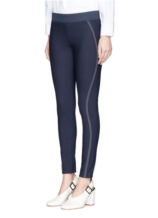 Front View - Click To Enlarge - STELLA MCCARTNEY - Topstitch stretch cotton blend pants