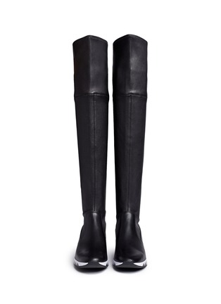Front View - Click To Enlarge - TORY BURCH - 'Jupiter' stretch nappa thigh high sneaker boots