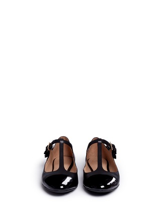 Front View - Click To Enlarge - TORY BURCH - 'Blossom' T-strap patent toe cap leather flats