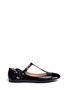 Main View - Click To Enlarge - TORY BURCH - 'Blossom' T-strap patent toe cap leather flats