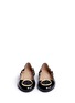 Front View - Click To Enlarge - TORY BURCH - 'Twiggie' metal logo patent leather ballet flats