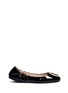 Main View - Click To Enlarge - TORY BURCH - 'Twiggie' metal logo patent leather ballet flats