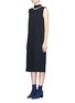 Front View - Click To Enlarge - TOGA ARCHIVES - Frayed trim neck tie crepe dress