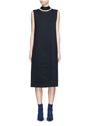 Main View - Click To Enlarge - TOGA ARCHIVES - Frayed trim neck tie crepe dress