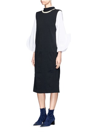 Figure View - Click To Enlarge - TOGA ARCHIVES - Frayed trim neck tie crepe dress