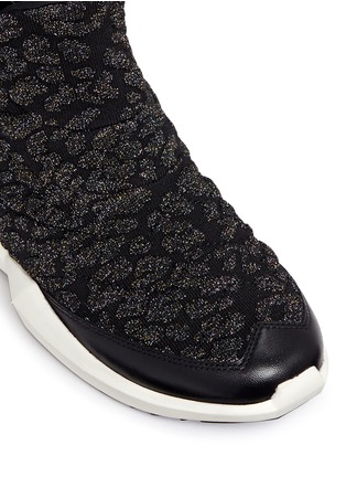Detail View - Click To Enlarge - ASH - 'Quid' geometric sole cheetah jacquard knit sneakers