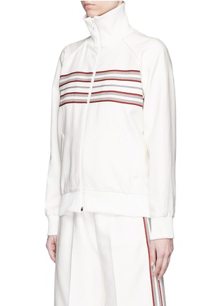 Front View - Click To Enlarge - HILLIER BARTLEY - Stripe embroidery zip track jacket