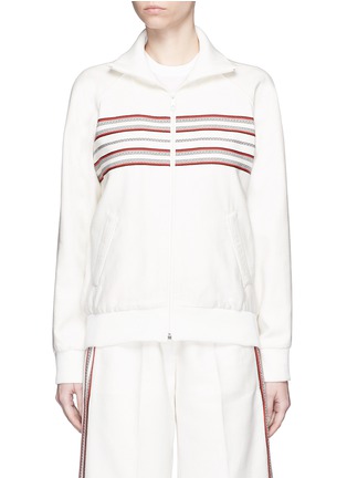 Main View - Click To Enlarge - HILLIER BARTLEY - Stripe embroidery zip track jacket