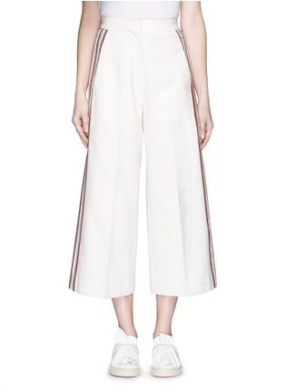 Main View - Click To Enlarge - HILLIER BARTLEY - Stripe embroidery cropped wide leg pants