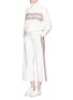 Figure View - Click To Enlarge - HILLIER BARTLEY - Stripe embroidery cropped wide leg pants
