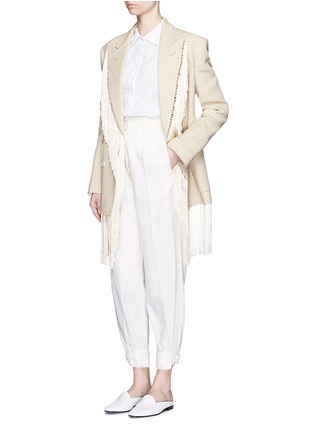 Figure View - Click To Enlarge - HILLIER BARTLEY - Fringe trim double breasted blazer