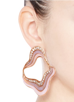 Figure View - Click To Enlarge - FERNANDO JORGE - 'Stream Cycle' diamond opal chalcedony 18k rose gold earrings