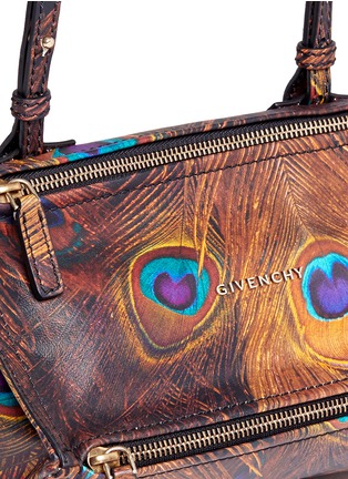 Detail View - Click To Enlarge - GIVENCHY - 'Pandora' mini peacock feather print leather bag