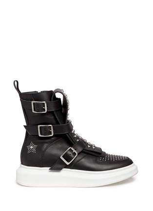 Main View - Click To Enlarge - ALEXANDER MCQUEEN - Chunky outsole stud leather sneaker boots