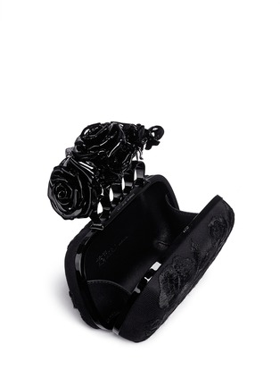 Detail View - Click To Enlarge - ALEXANDER MCQUEEN - Rose embroidery knuckle box clutch