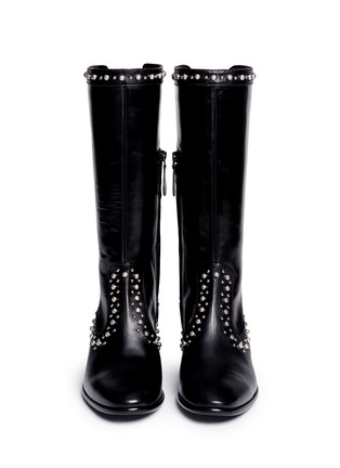 Figure View - Click To Enlarge - ALEXANDER MCQUEEN - Dome stud calfskin leather boots