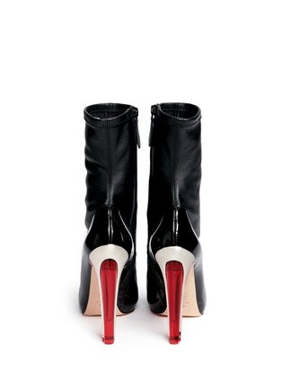Back View - Click To Enlarge - ALEXANDER MCQUEEN - Perspex heel mix leather boots