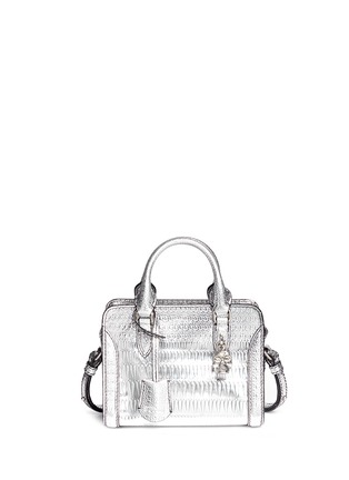 Main View - Click To Enlarge - ALEXANDER MCQUEEN - 'Padlock' mini antique mirror leather tote