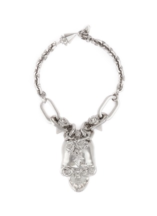 Main View - Click To Enlarge - ALEXANDER MCQUEEN - Punk rose skull chain bracelet