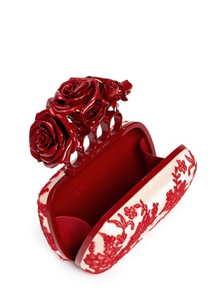 Detail View - Click To Enlarge - ALEXANDER MCQUEEN - Rose embroidery knuckle box clutch