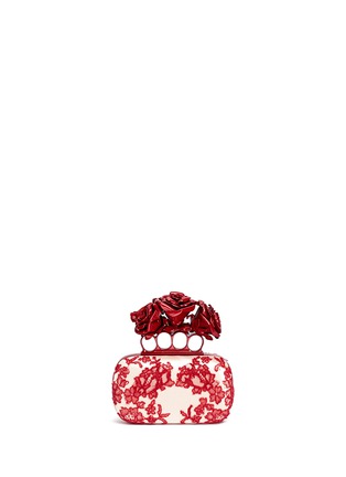 Back View - Click To Enlarge - ALEXANDER MCQUEEN - Rose embroidery knuckle box clutch