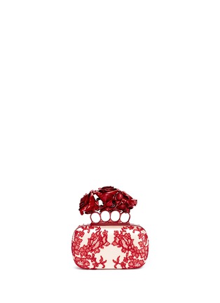 Main View - Click To Enlarge - ALEXANDER MCQUEEN - Rose embroidery knuckle box clutch